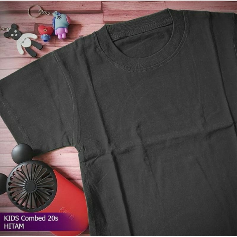 Baju kaos polos anak lengan pendek cotton hitam