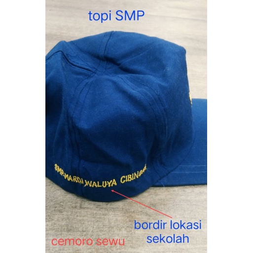 bordir topi seragam sekolah bordir 2 sisi nama siswa dan nama sekolah