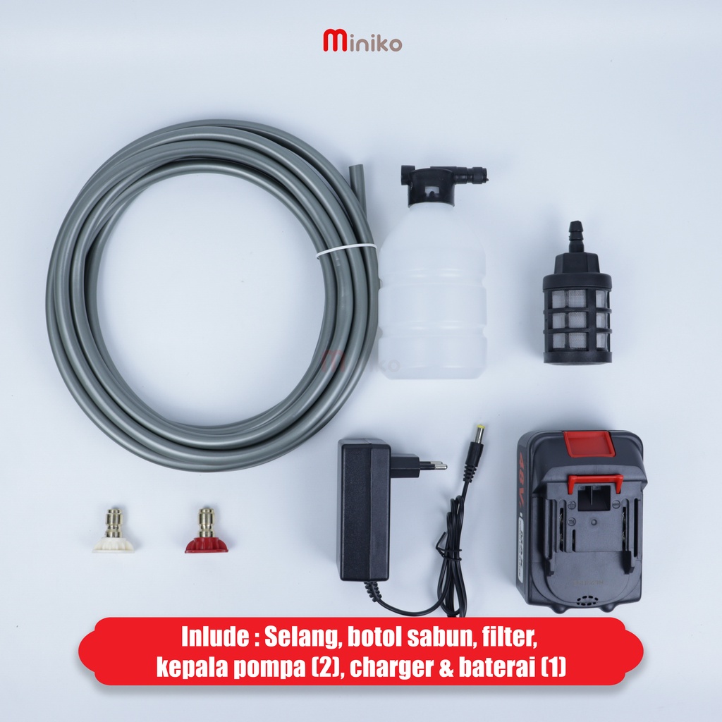 Jet Cleaner Cordless 48Volt Dan 96Volt Set Alat Cuci Motor Mobil Miniko