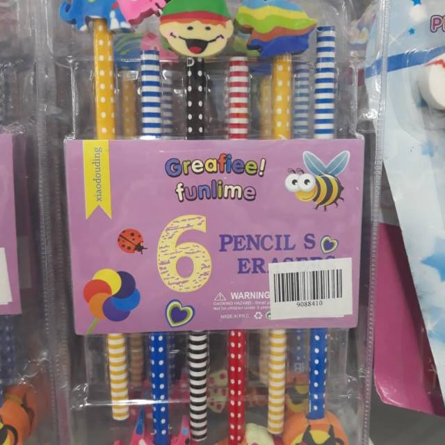 

Pencil Eraser / Pensil + Penghapus Set 6 pcs