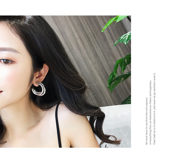 Boonee BOONEE BOONEE◆Anting Bentuk Lingkaran Bahan Metal 925 Silver Needle Gaya Eropa Amerika Untuk Wanita