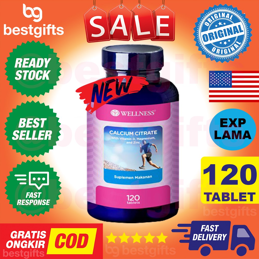 WELLNESS CALCIUM CITRATE 120 TABLETS - WITH VITAMIN D MAGNESIUM ZINC KEROPOS TULANG OSTEOPOROSIS