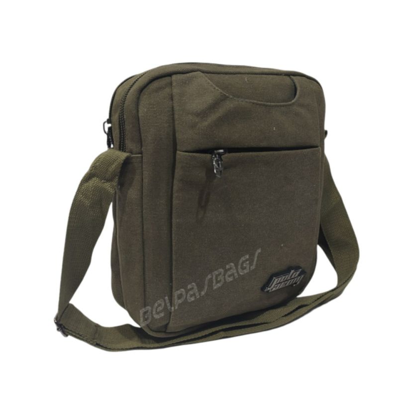 Tas selempang kanvas travel pouch tas bahu santai polo army