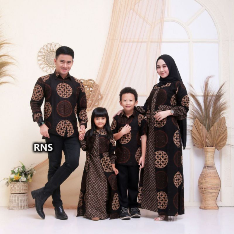 PROMO HARI INI Batik Couple Keluarga Sania Ruffle Ori Ndoro Jowi dnt Motif Modang TERMURAH DI SHOPEE