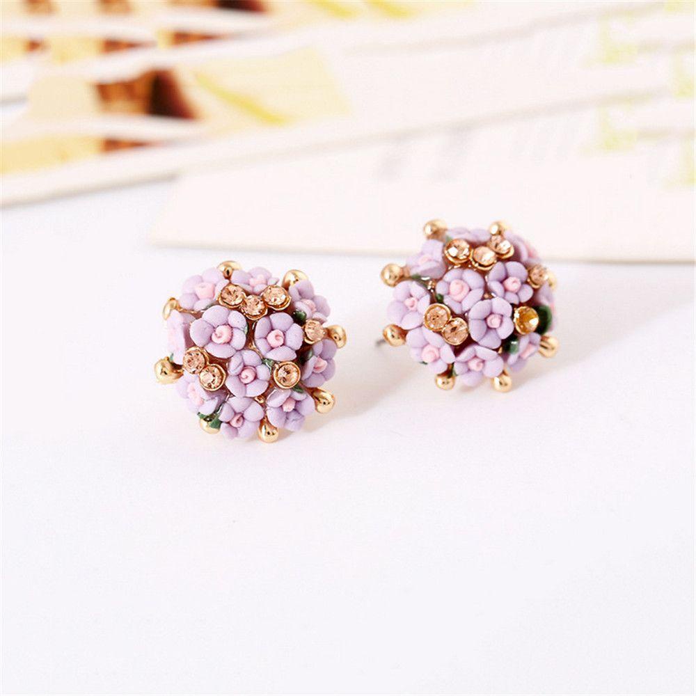 Preva Earrings Fashion Porselen Anting Tusuk Telinga Berlian Imitasi Yang Dipersonalisasi