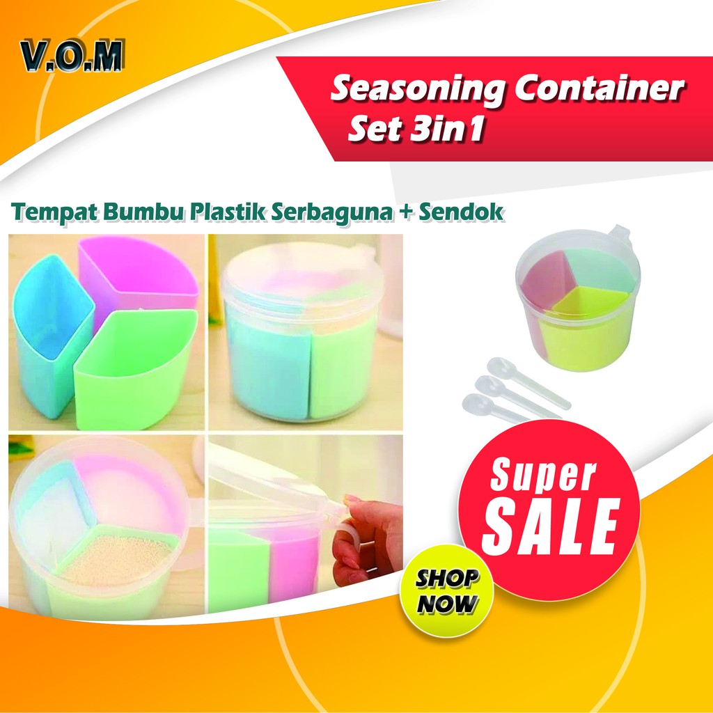 VOM Seasoning Container Set 3in1 - Tempat Bumbu Plastik Serbaguna 0665