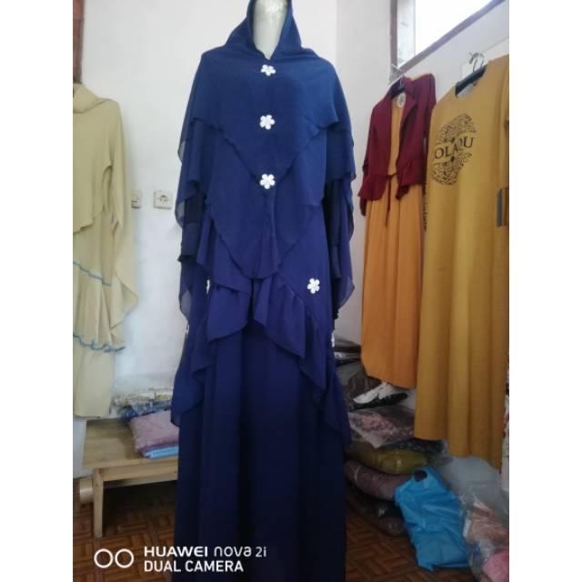 GAMIS SET SYAR'I BUNGA PUTIH