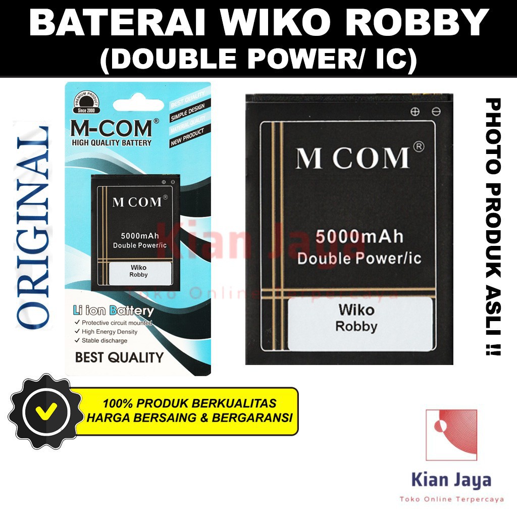 MCOM Baterai Hp Wiko Robby Original Double Power Batre Batrai Battery Ori