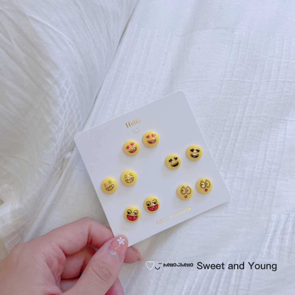 Anting Tusuk Sterling Silver 925 Model Kartun Smiley Face Lucu Untuk Wanita 2021