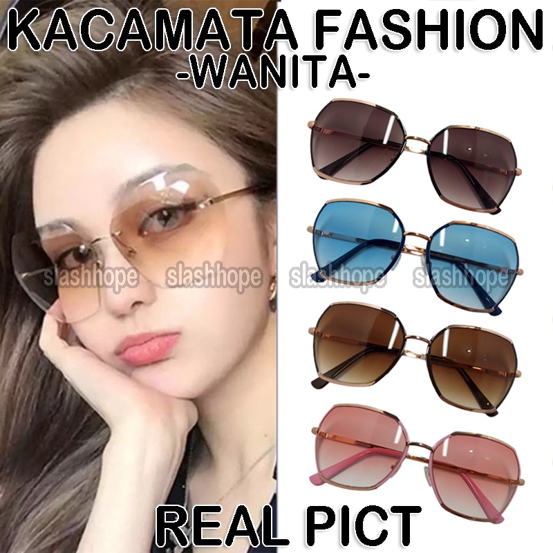 BARU Kacamata Hitam UV Protection Gradasi Kacamata Fashion Wanita Pria Big Eye Oversize Kacamata Kor