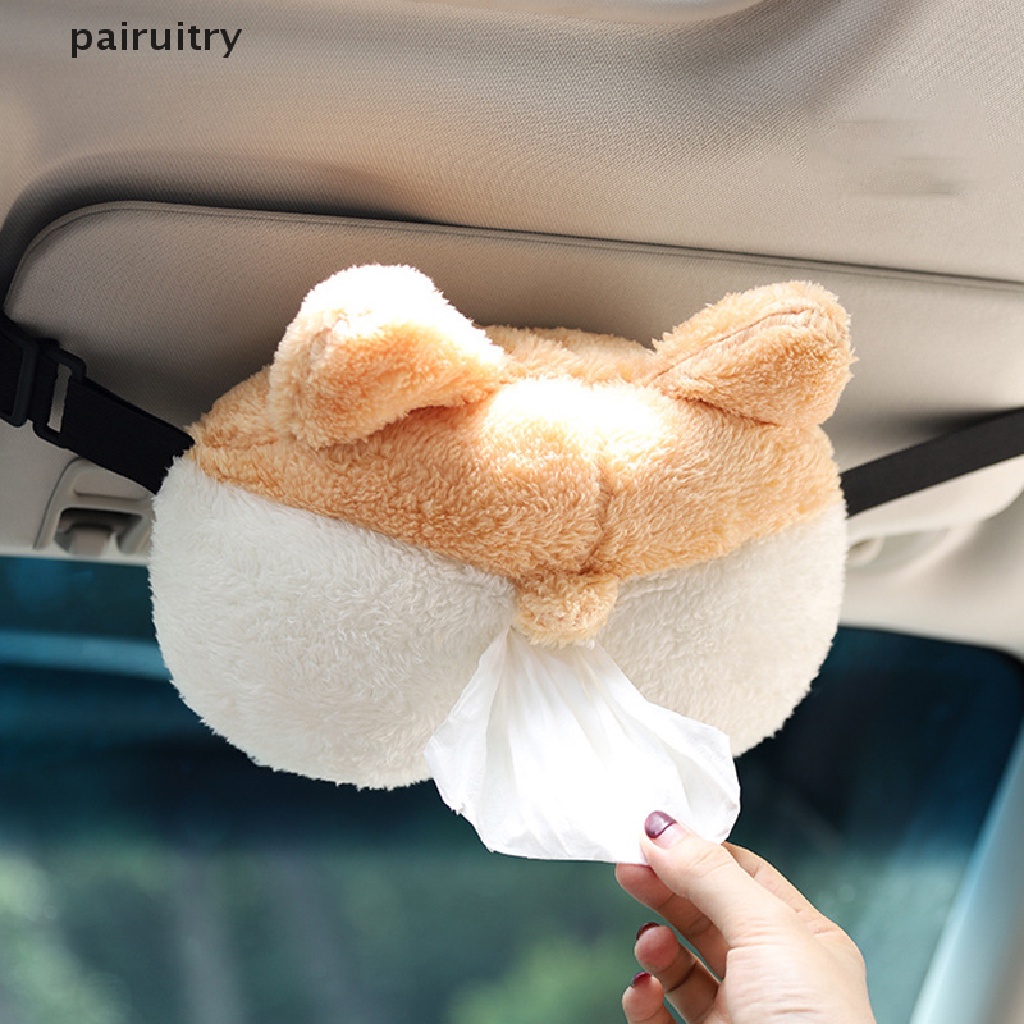 PRT  Creative Corgi Ass Tissue Box Soft Cartoon Napkin Case Cute Animal Car Paper Box PRT