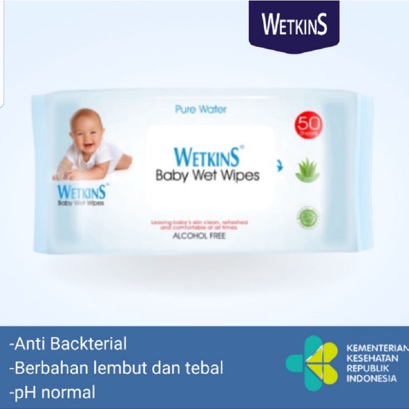 TISSUE BASAH WETKINS BABY 50 SHEET TISU BASAH ANTISEPTIC