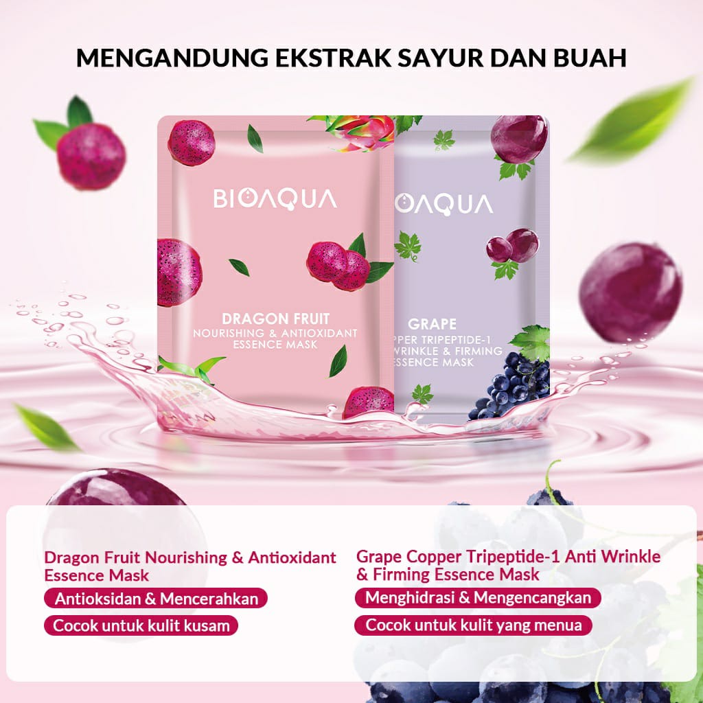 BPOM BIOAQUA Masker Sheet Mask Vegetables and Fruits Series / Masker Wajah BPOM Bio aqua / BS