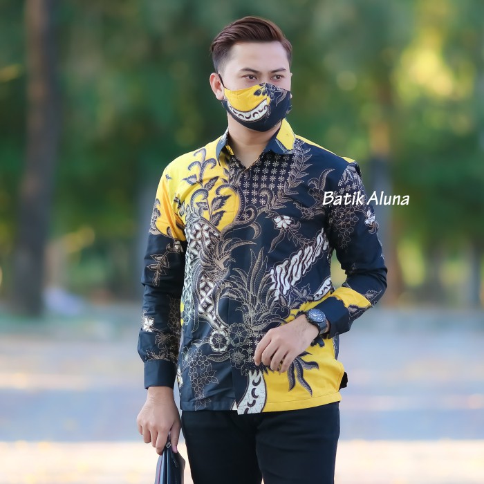 Baju Batik Pria Kemeja Lengan Panjang Furing Premium Modern Solo Batik Tulis Sutra Pria Big Size Jumbo Batik Cowok Cowo modern slimfit Slim fit Mega Mendung Priamega Mendung Pria Seno Joyo Tuban Pekalongan Lamongan Palembang Berkualitas Dewananda ALUNA