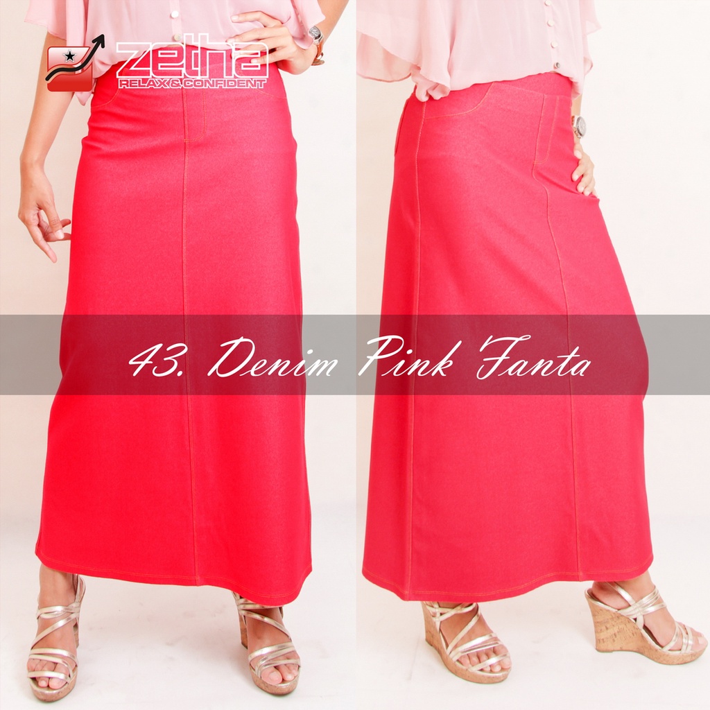 [BISA COD] ROK ZETHA DENIM CABE / DENIM FANTA / ROK MODEL A-LINE / ROK ZETHA PANJANG / ROK JEANS / D