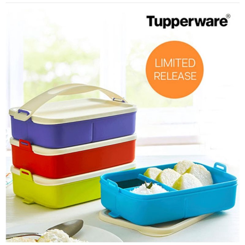 tupperware click to go rectangular - sekat dan tanpa sekat -kotak bekal - rantang makanan