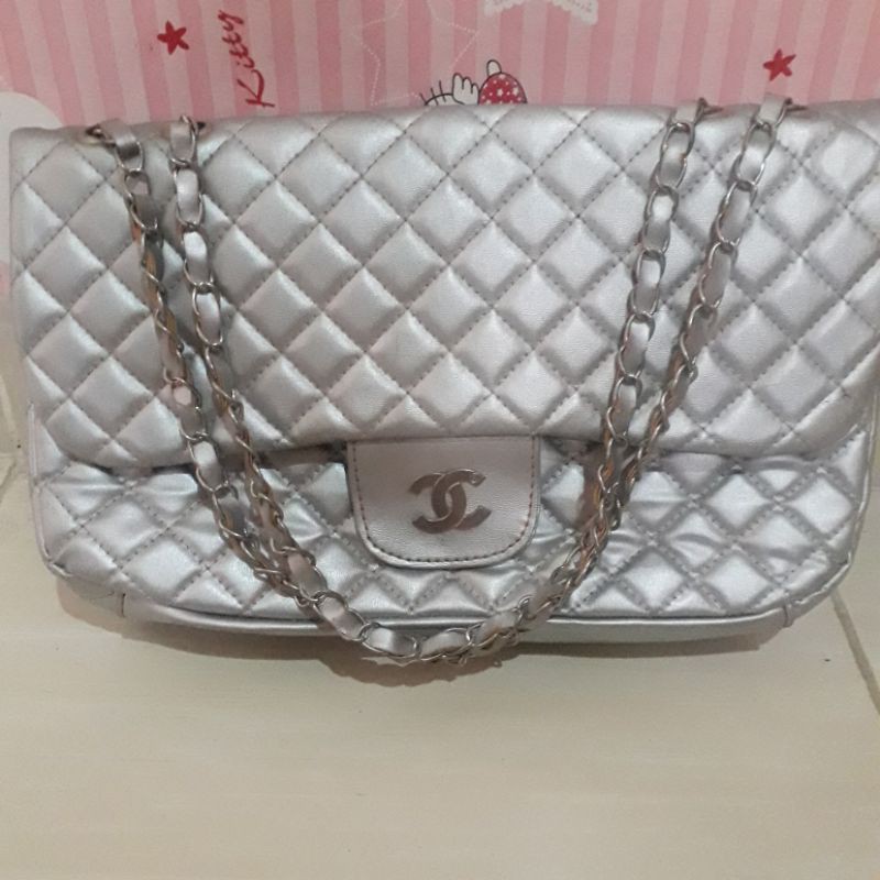 Tas chanel silver bekas/ second/ preloved