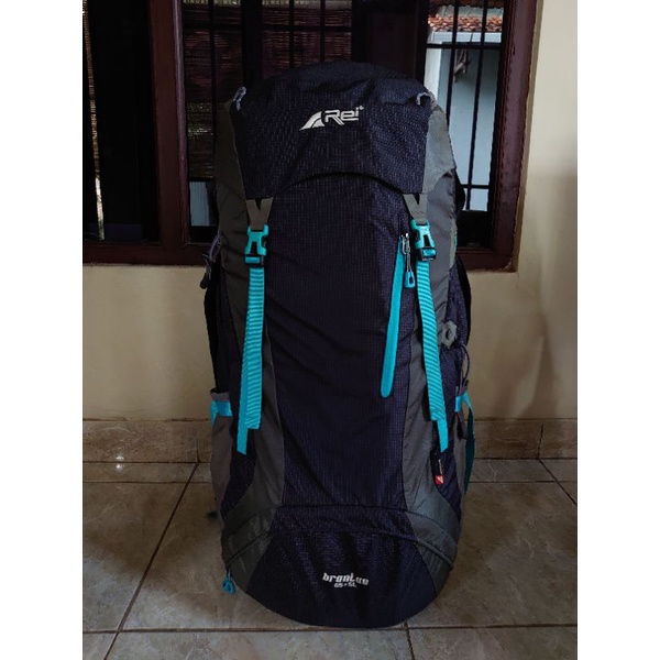 Tas Gunung Rei Brantas 65+5 L Include Raincover / Carrier Rei Brantas - Hitam-Tosca