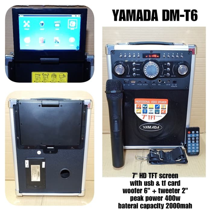 SPEAKER AKTIF PORTABLE 6 INCH DAN MONITOR YAMADA DM T6 SCREEN DMT6