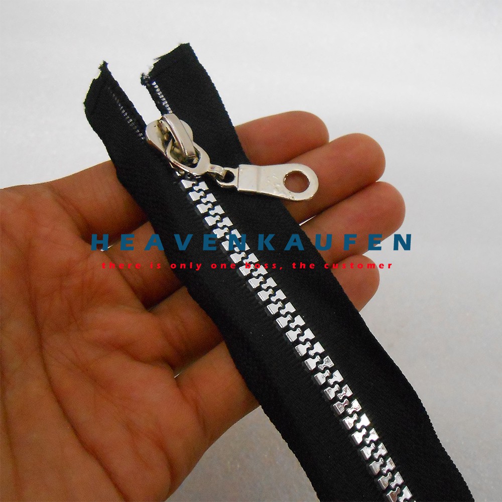 Resleting Zipper 100 cm (1 Meter) Hitam - Silver Untuk Resleting Jaket Abaya Gamis Dll