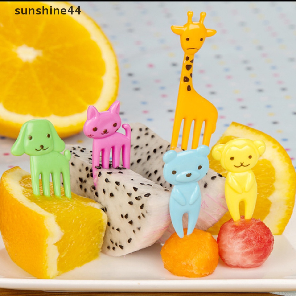 Sunshine 1 Set Garpu Buah / Snack Mini Bentuk Kartun Hewan Untuk Anak