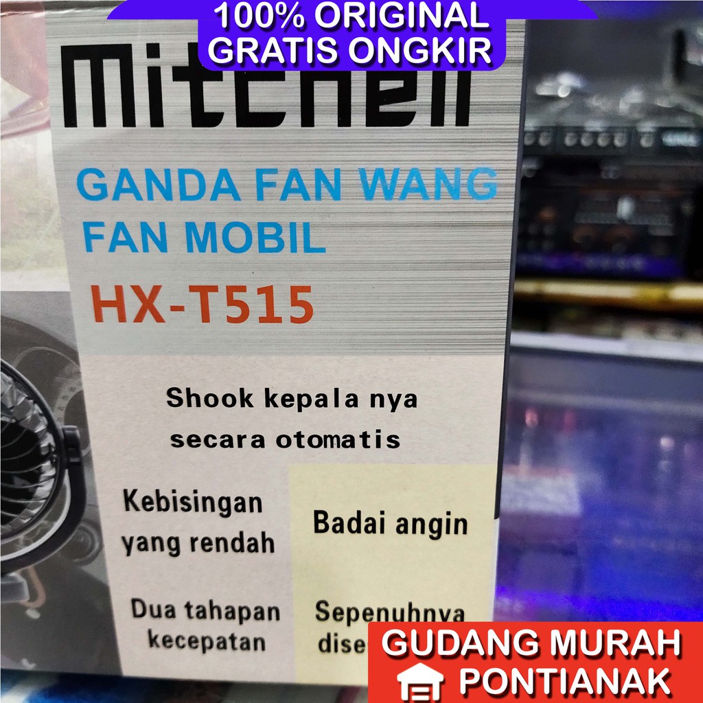 Kipas Angin Mobil SWING BISA GELENG UKURAN JUMBO 5 in HX-T515 /516 pendingin DC 12 / 24Volt Mitchell