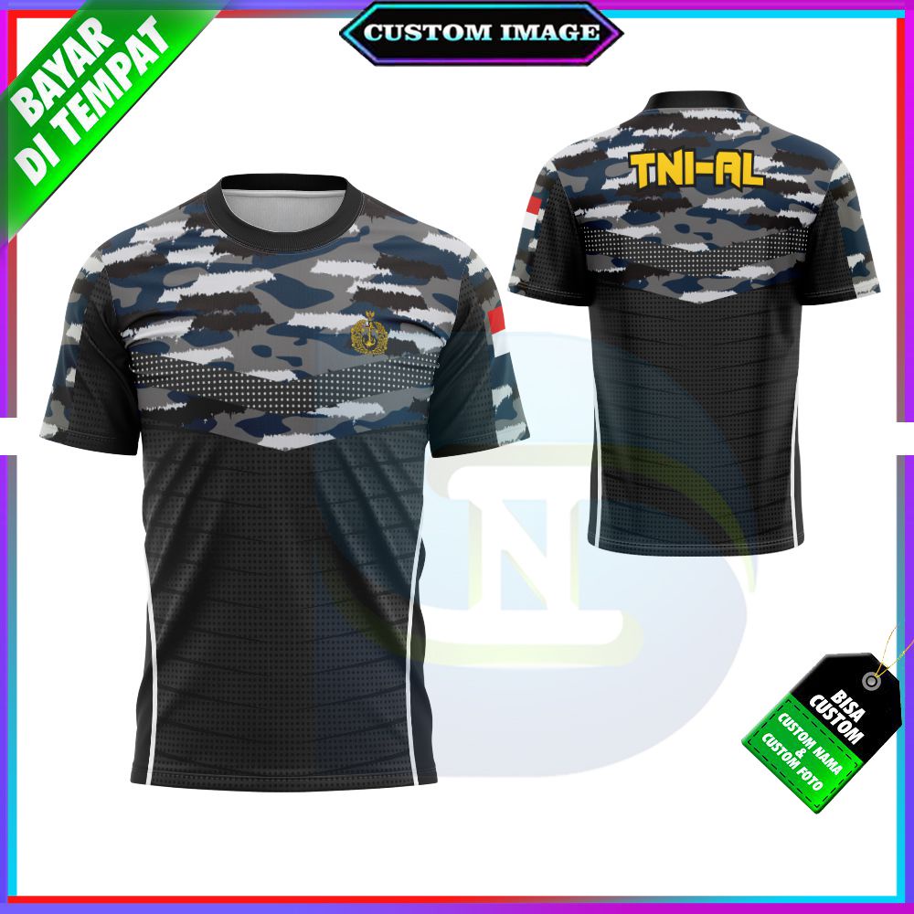Baju Kaos Tshirt Jersey TNI Custom TNI Angkatan Laut - TNI Pria Custom art02