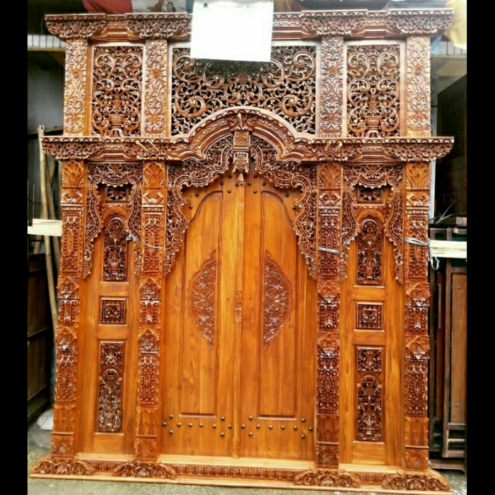 Gapura pintu gebyok 2,5 meter ukir Kayu Jati  kusen  murah Asli Jepara