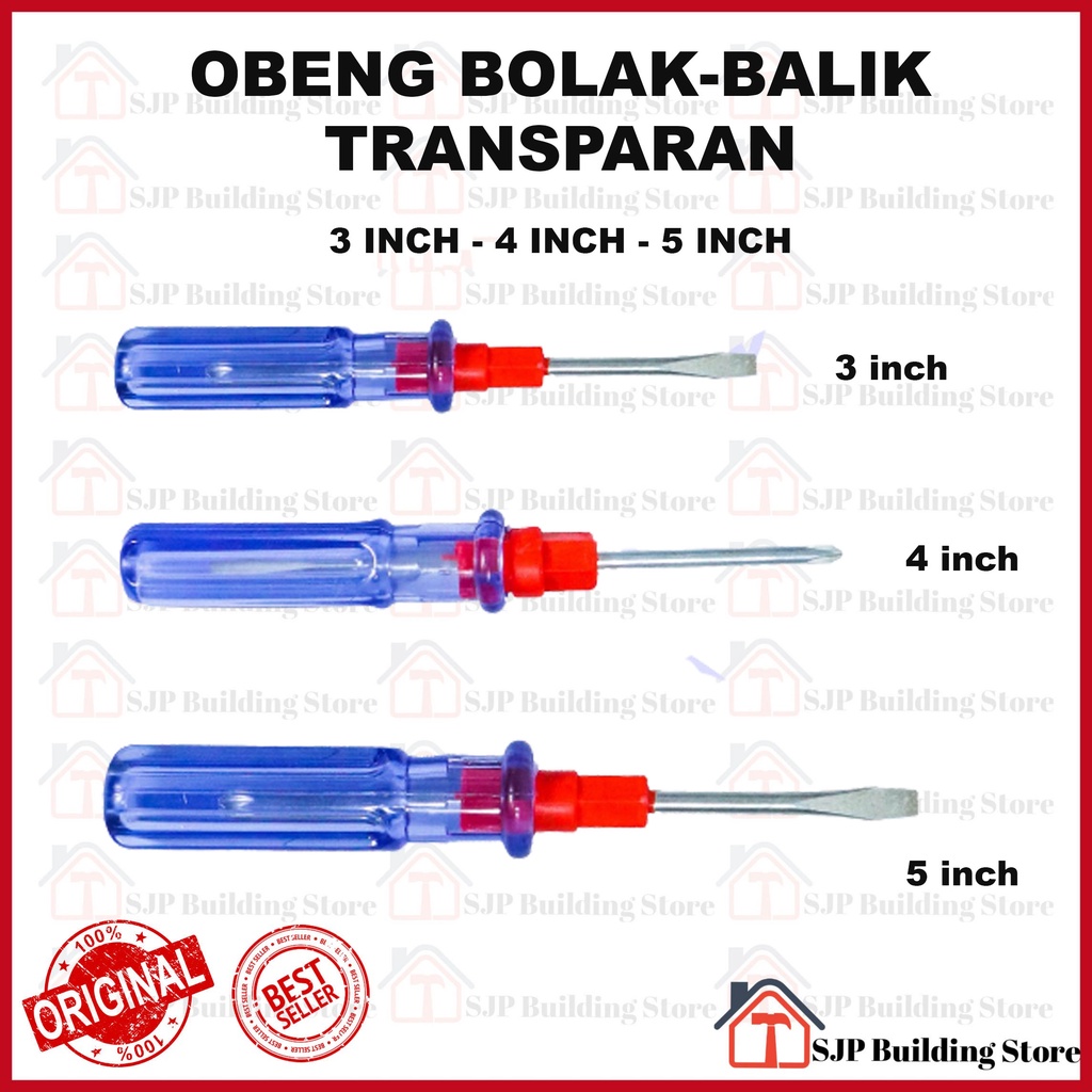 [COD] OBENG TRANSPARAN BOLAK BALIK 3 - 4 -5 INCH / MATA PLUS MINUS PRAKTIS 2 IN 1 KUAT MURAH BAGUS