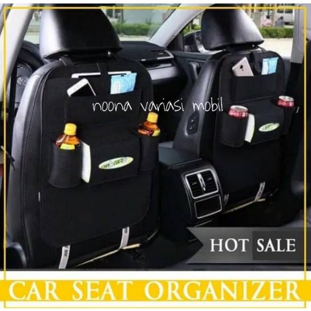 Tas jok belakang mobil warna hitam saja harga per biji car organizer