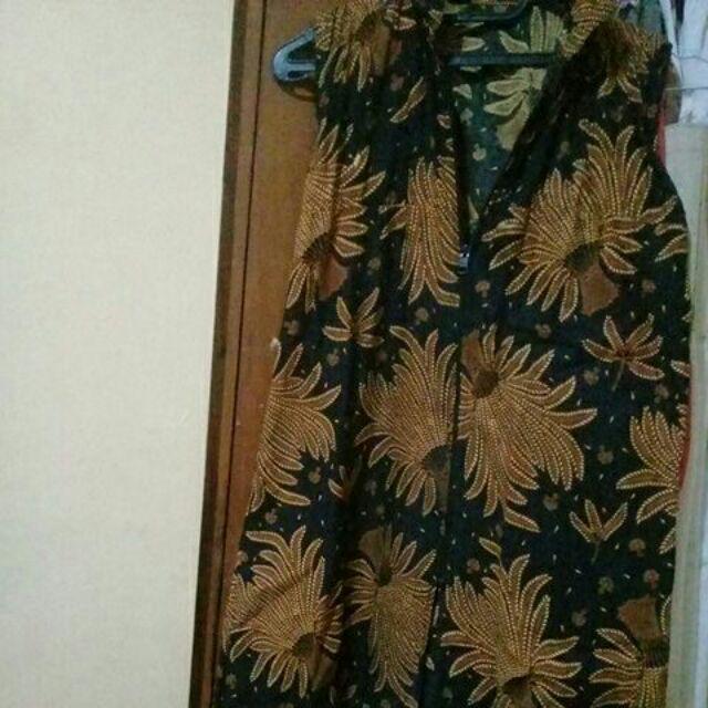 Outer Mayapadi Pari Jokowi Hitam Long Vest Outerwear Seragam Muslim Lebaran Ramadhan Batik Sogan