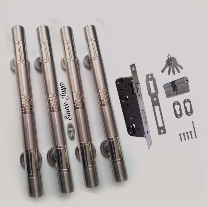 1 satu set handle pintu panjang 60cm 45cm gagang pintu rumah minimalis handle tarikan pintu stainless pegangan kunci pintu kuputarung murah mewah