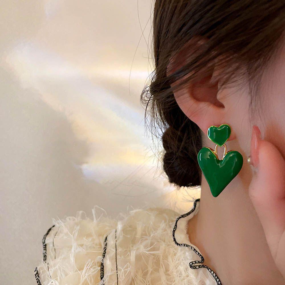 TOP Anting Stud Ins Gaya Retro Liontin Cinta Anting Temperamen Mewah Untuk Wanita Earrings Jewelry