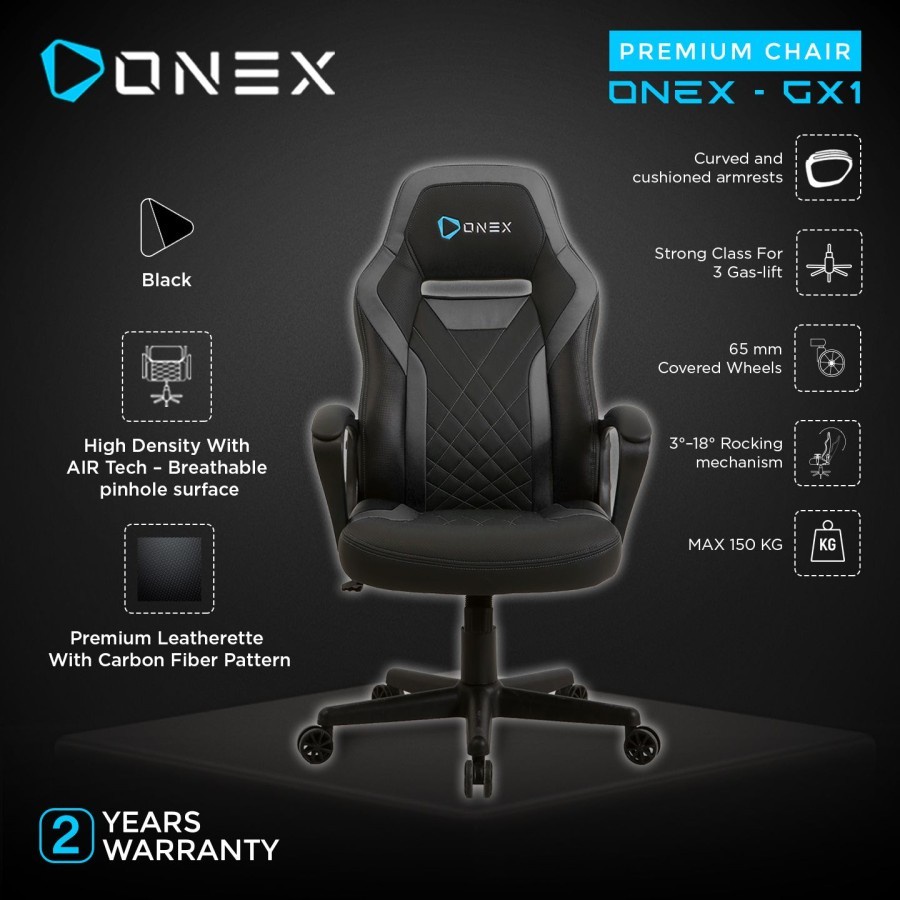 Kursi Gaming ONEX GX1 Premium Quality Gaming Chair-BLACK