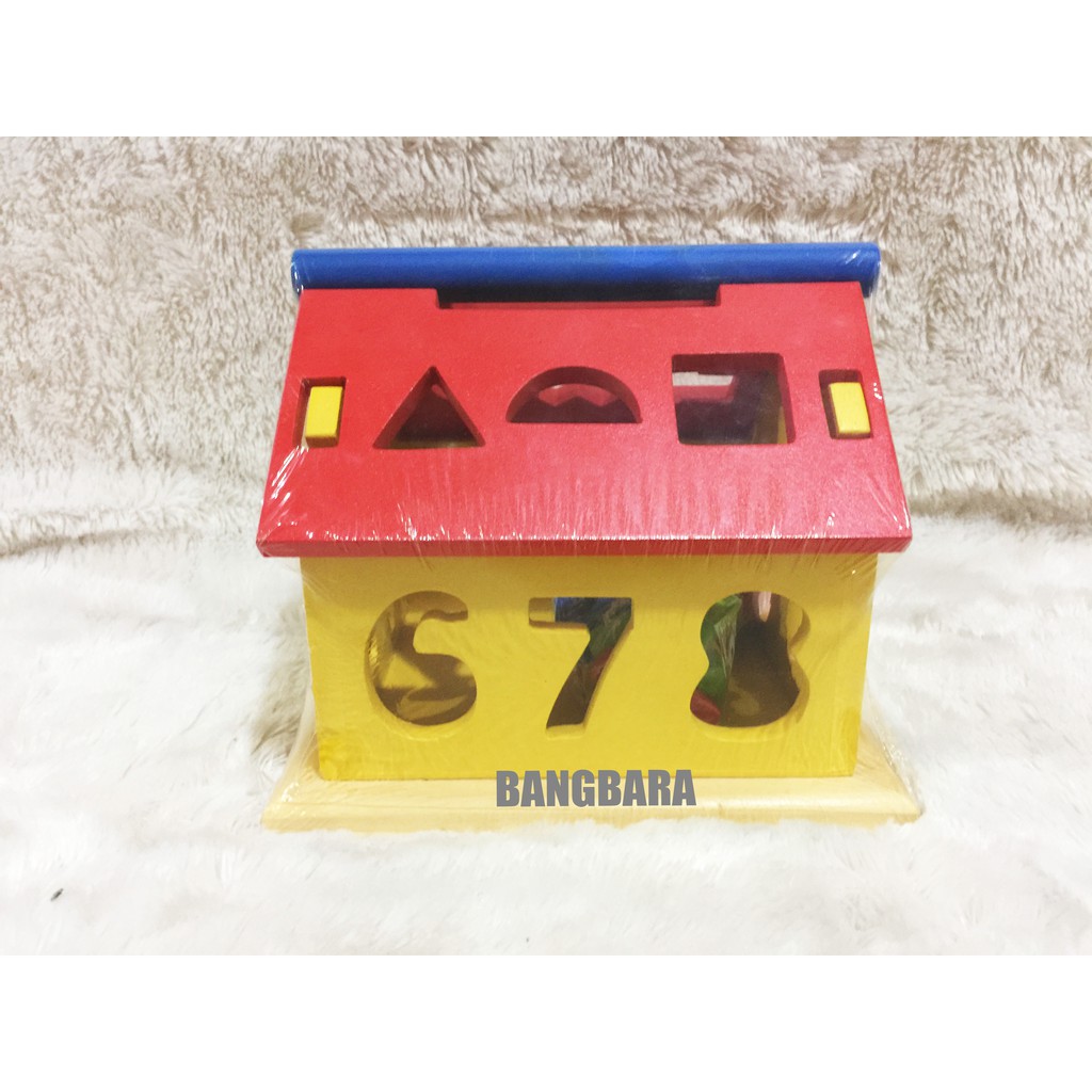 Mainan Edukasi Balok Puzzle Kayu Rumah Angka Best Quality