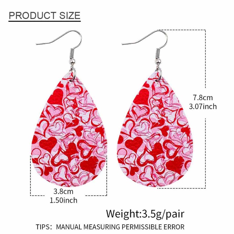 SIY  12 Pairs Valentine Day Leather Earrings Women Lightweight Heart Shape Print Teardrop Dangle Faux Leather Earrings Kit