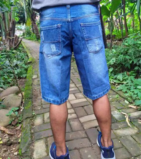 COD CELANA JEANS PENDEK PRIA MOTIF SOBEK ROBEK RIPPED TERBARU DAN TERLARISs