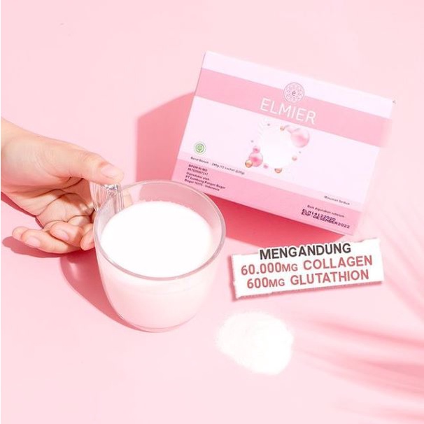 Elmier Collagen Drink 1 Box - Minuman Kolagen Menyehatkan Melembabkan Kulit Glowing Cerah - Original
