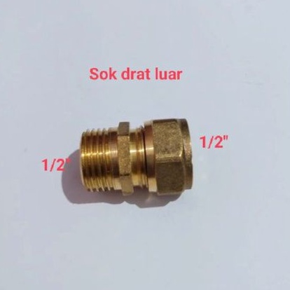 Sok drat luar 1/2 inch sok drat luar 1/2" sambungan pipa air panas Fitting sok drat luar 1/2 inch