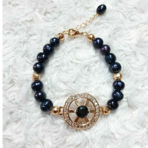 GELANG MUTIARA AIR TAWAR WARNA HITAM