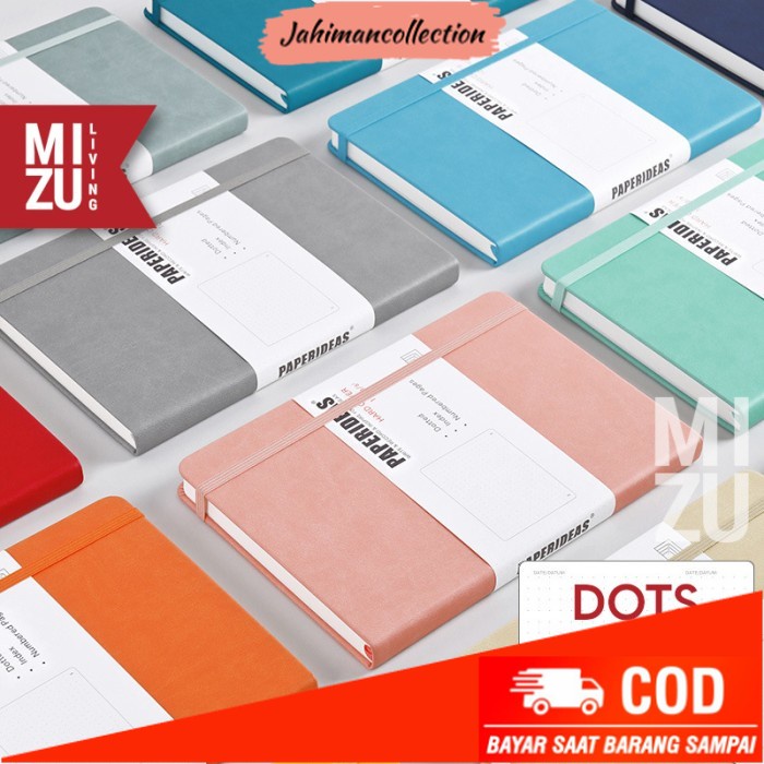 

✨ BISA COD ✨ PAPERIDEAS A5 DOTS HardCover NOTEBOOK 100GSM BUJO Fountain Pen Paper - MINT GREEN