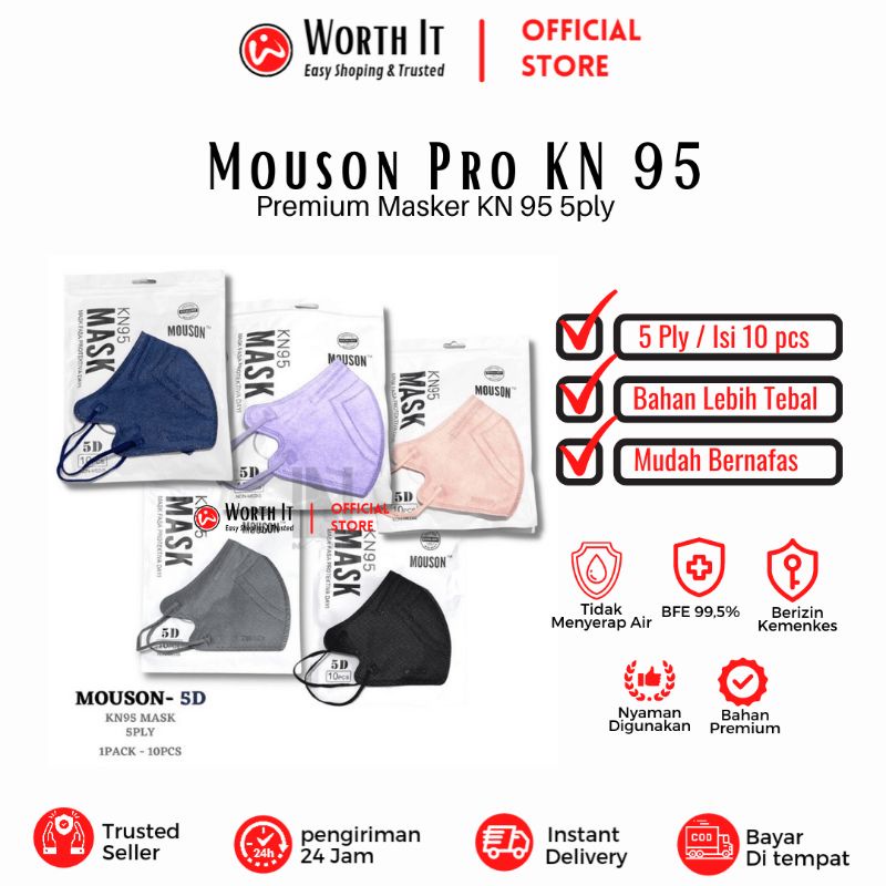 Masker Kn 95 Mouson 5d 6ply Warna Warni Tebal Lembut