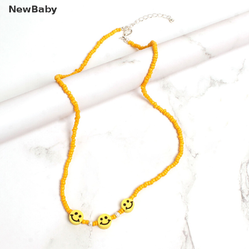 Kalung Choker Gaya Bohemia Aksen Manikmanikwajah Tersenyum Warnawarni Untuk Hadiah Bayi Perempuan