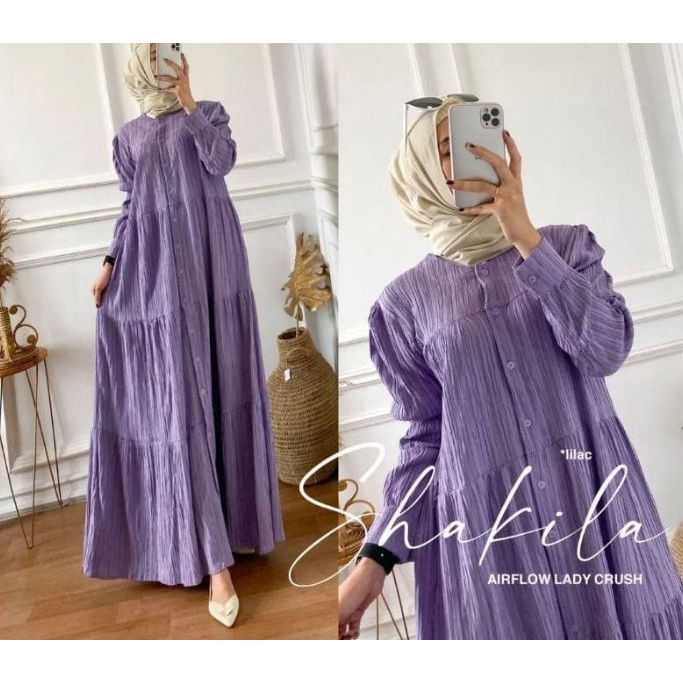 (MSB) GAMIS ADISTY RUFFLE FULL KANCING BUSUI DRESS LADY CRUSH