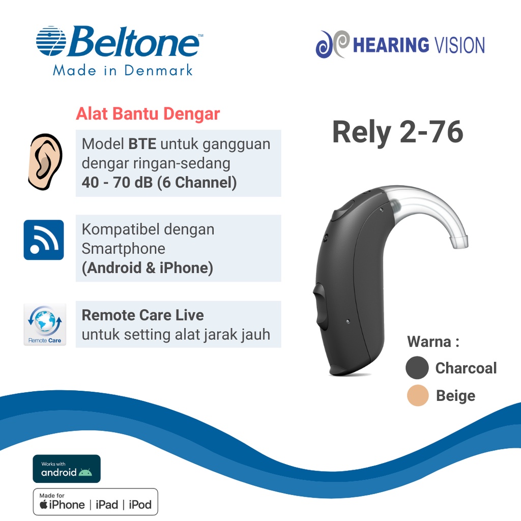 Alat Bantu Dengar Beltone - Rely 2 76 Medium Power (Hearing Aid)