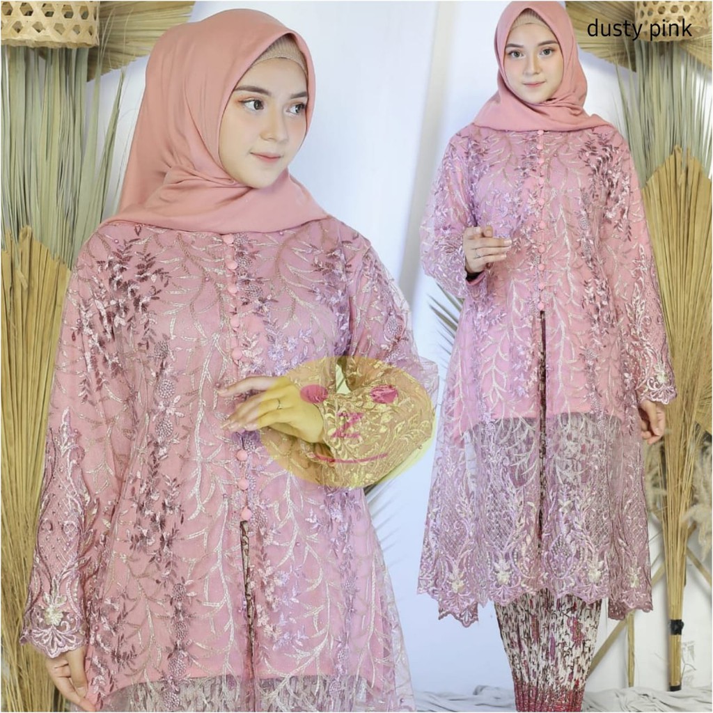 SET KEBAYA TUNIK TULLE BORDIR MUTIARA TABUR / SET KEBAYA MUSLIMAH / KEBAYA TUNIK