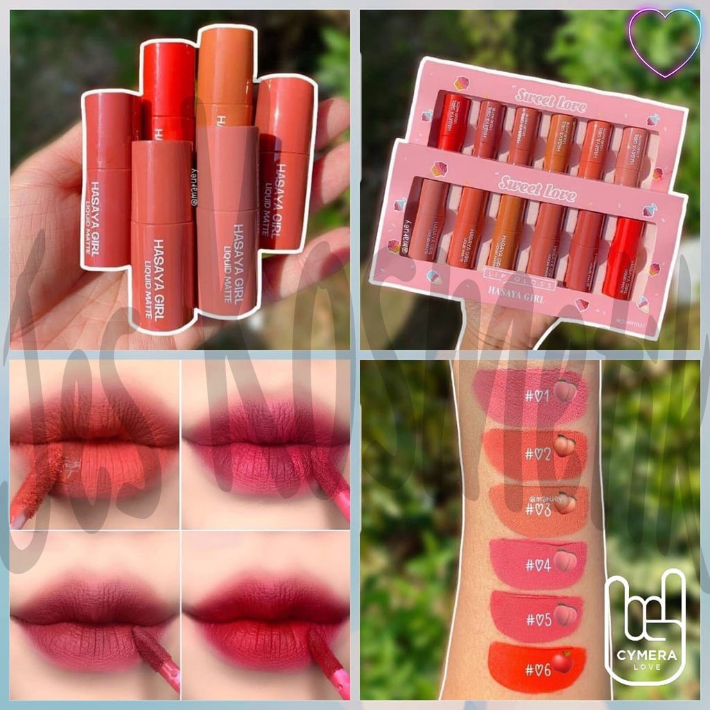 Hasaya Girl Lipstik Sweet Love 1 Set isi 6 Pcs / Grosir Kosmetik