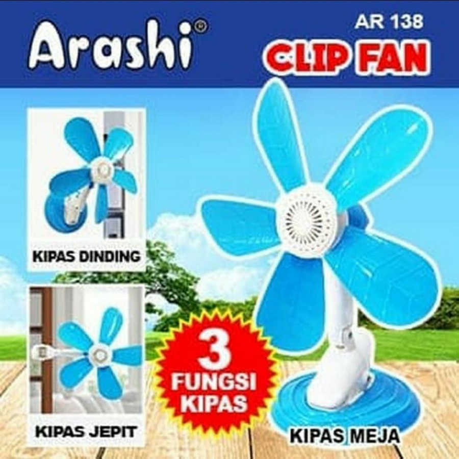 Arashi Kipas Jepit Clipfan 20 Watt AR 138 3 in 1 SNI Super Murah