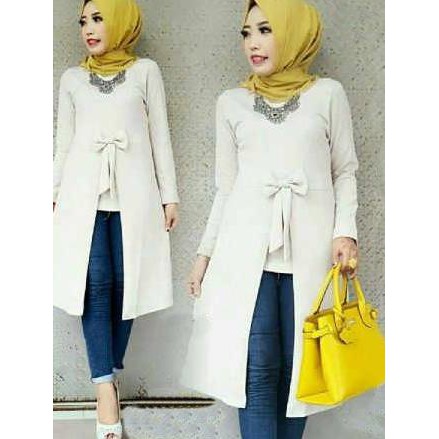 PROMO Tunik Becca Bw SW pakaian wanita tunik wolly crepe broken white -  FASH2274
