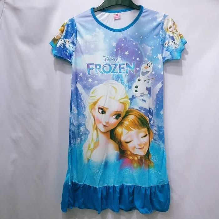 perlengkapan anak perempuan Daster anak merk marsella gambar Frozen 9-10tahun hyget adem Limited
